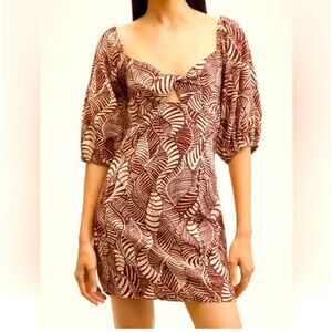 NWT Mango Eyelet Printed dress with balloon sleeves